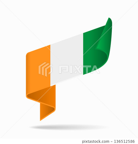 Ivorian flag ribbon icon for patriotic, cultural, or national designs. Vector illustration. Ivorian flag ribbon icon for patriotic, cultural, or national designs. Vector illustration. 136512586