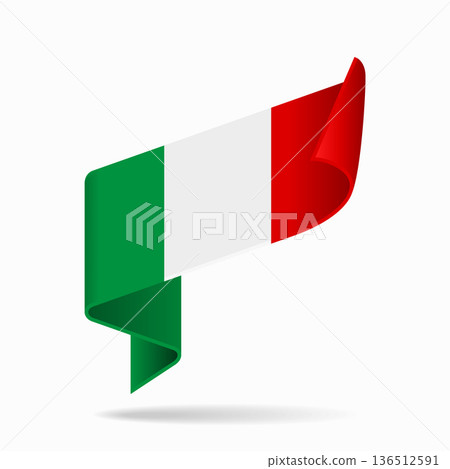 Italian flag ribbon icon for patriotic, cultural, or national designs. Vector illustration. Italian flag ribbon icon for patriotic, cultural, or national designs. Vector illustration. 136512591