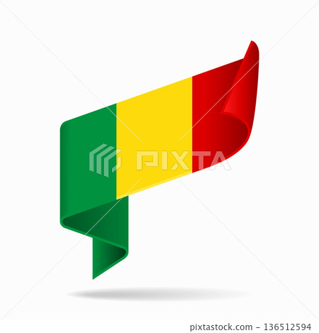 Malian flag ribbon icon for patriotic, cultural, or national designs. Vector illustration. Malian flag ribbon icon for patriotic, cultural, or national designs. Vector illustration. 136512594