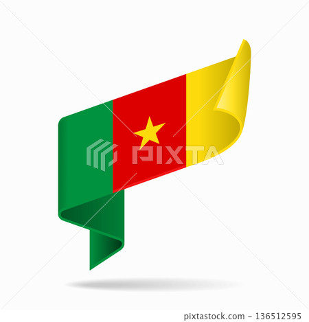 Cameroon flag ribbon icon for patriotic, cultural, or national designs. Vector illustration. Cameroon flag ribbon icon for patriotic, cultural, or national designs. Vector illustration. 136512595