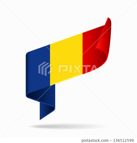 Romanian flag ribbon icon for patriotic, cultural, or national designs. Vector illustration. Romanian flag ribbon icon for patriotic, cultural, or national designs. Vector illustration. 136512599