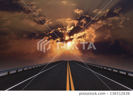 Road lines, clouds and sky in florida Road lines, clouds and sky in florida 136512636