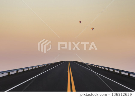 Road lines, clouds and sky in florida Road lines, clouds and sky in florida 136512639