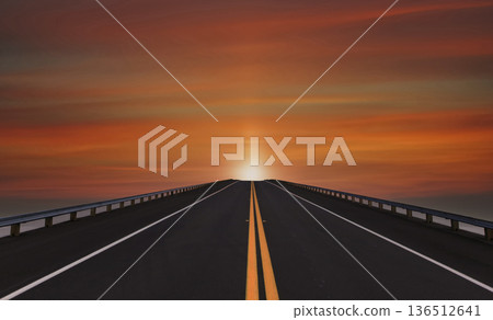 Road lines, clouds and sky in florida 136512641
