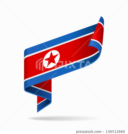 North Korean flag ribbon icon for patriotic, cultural, or national designs. Vector illustration. North Korean flag ribbon icon for patriotic, cultural, or national designs. Vector illustration. 136512660