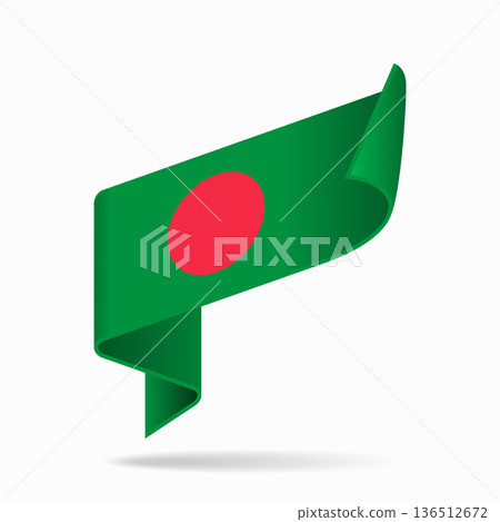 Bangladeshi flag ribbon icon for patriotic, cultural, or national designs. Vector illustration. 136512672