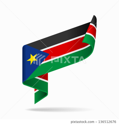South Sudan flag ribbon icon for patriotic, cultural, or national designs. Vector illustration. South Sudan flag ribbon icon for patriotic, cultural, or national designs. Vector illustration. 136512676