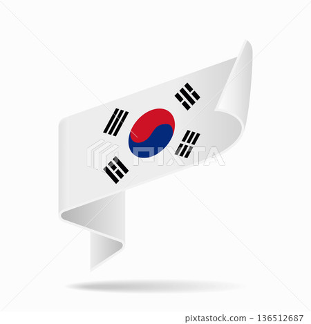 South Korean flag ribbon icon for patriotic, cultural, or national designs. Vector illustration. South Korean flag ribbon icon for patriotic, cultural, or national designs. Vector illustration. 136512687
