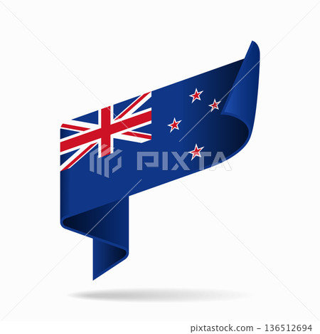 New Zealand flag ribbon icon for patriotic, cultural, or national designs. Vector illustration. 136512694