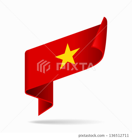 Vietnamese flag ribbon icon for patriotic, cultural, or national designs. Vector illustration. Vietnamese flag ribbon icon for patriotic, cultural, or national designs. Vector illustration. 136512711