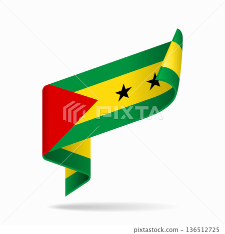 Sao Tome and Principe flag ribbon icon for patriotic, cultural, or national designs. Vector illustration. 136512725