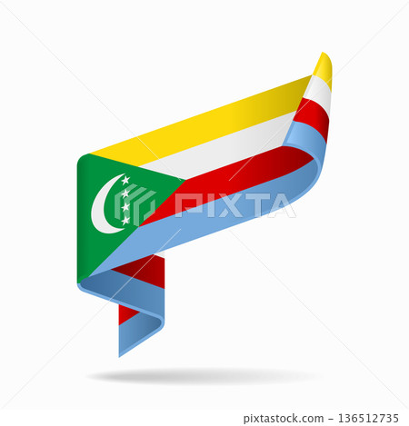 Comoros flag ribbon icon for patriotic, cultural, or national designs. Vector illustration. Comoros flag ribbon icon for patriotic, cultural, or national designs. Vector illustration. 136512735