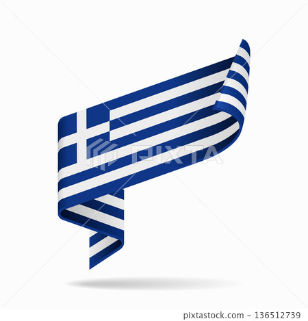 Greek flag ribbon icon for patriotic, cultural, or national designs. Vector illustration. 136512739
