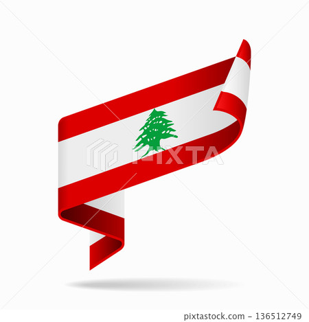 Lebanese flag ribbon icon for patriotic, cultural, or national designs. Vector illustration. Lebanese flag ribbon icon for patriotic, cultural, or national designs. Vector illustration. 136512749