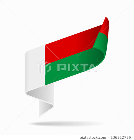 Madagascar flag ribbon icon for patriotic, cultural, or national designs. Vector illustration. 136512759