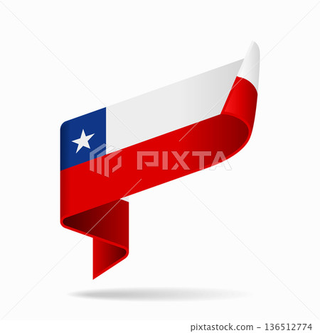 Chilean flag ribbon icon for patriotic, cultural, or national designs. Vector illustration. 136512774