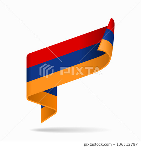Armenian flag ribbon icon for patriotic, cultural, or national designs. Vector illustration. 136512787
