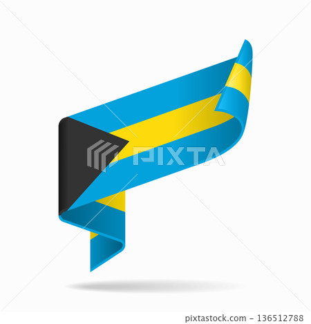 Bahamian flag ribbon icon for patriotic, cultural, or national designs. Vector illustration. 136512788