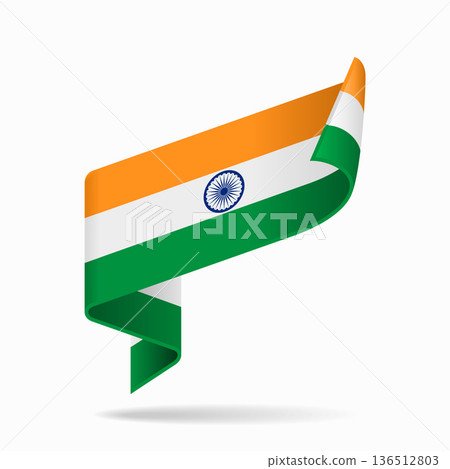 Indian flag ribbon icon for patriotic, cultural, or national designs. Vector illustration. 136512803