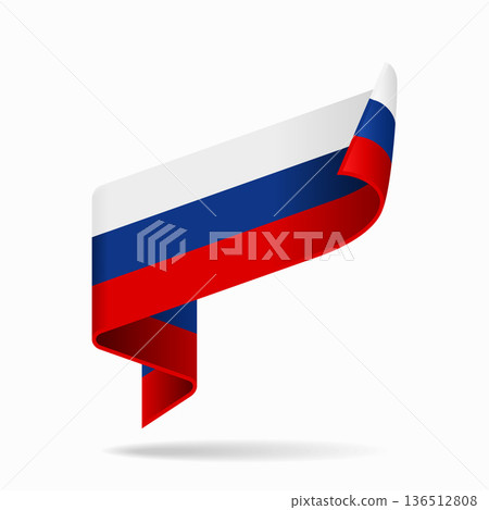 Russian flag ribbon icon for patriotic, cultural, or national designs. Vector illustration. 136512808