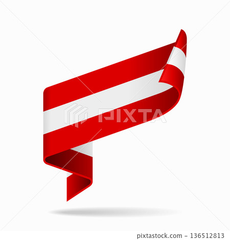 Austrian flag ribbon icon for patriotic, cultural, or national designs. Vector illustration. 136512813