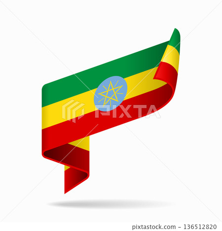 Ethiopian flag ribbon icon for patriotic, cultural, or national designs. Vector illustration. 136512820