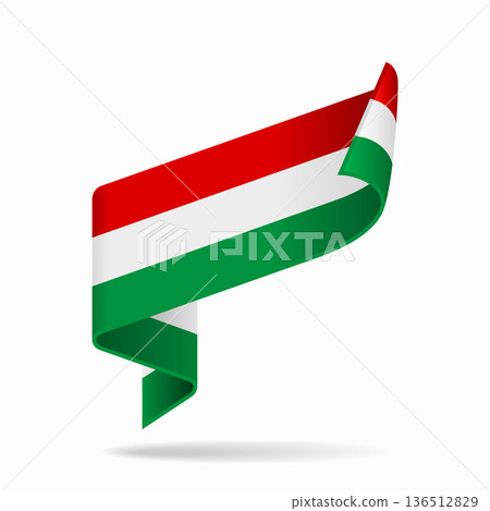 Hungarian flag ribbon icon for patriotic, cultural, or national designs. Vector illustration. 136512829