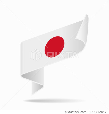 Japanese flag ribbon icon for patriotic, cultural, or national designs. Vector illustration. 136512857