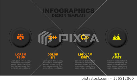 Infographic with circular sections for structured business, presentation, or workflow visualization. Vector illustration. Infographic with circular sections for structured business, presentation, or workflow visualization. Vector illustration. 136512860