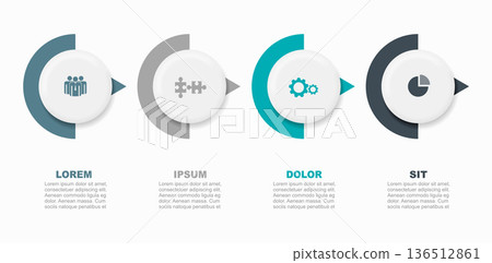 Infographic flow chart with icons and arrows, ideal for visualizing processes, workflows, or timelines. Vector illustration. Infographic flow chart with icons and arrows, ideal for visualizing processes, workflows, or timelines. Vector illustration. 136512861