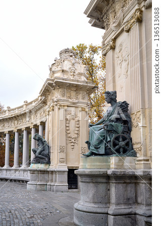 Alfonso XII monument in Buen Retiro Park, large public park in Madrid, Spain 136513088