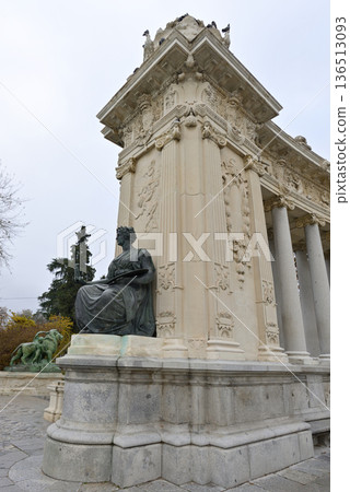 Alfonso XII monument in Buen Retiro Park, large public park in Madrid, Spain 136513093