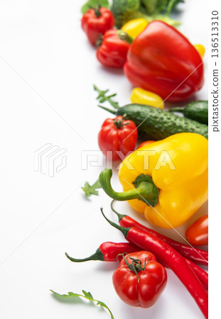 Fresh vegetables border for healthy food concept 136513310