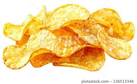 海鹽口味薯片插圖（白色背景） 136513346