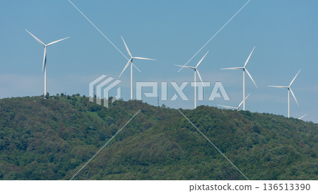 Wind Turbines on a Green Hill Wind Turbines on a Green Hill 136513390