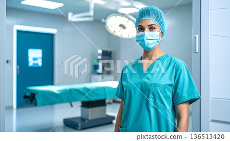 Female Surgeon in Operating Room Healthcare Concept 136513420