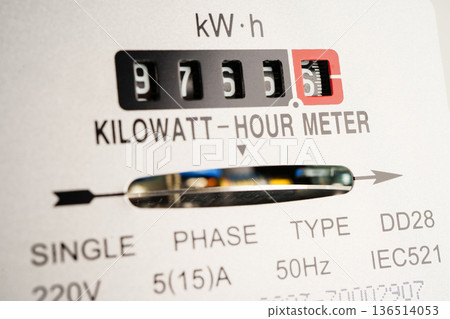 Electric measuring power meter for energy cost at home and office. 136514053