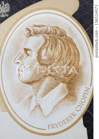 Fryderyk Chopin a portrait from Polish money 136514071