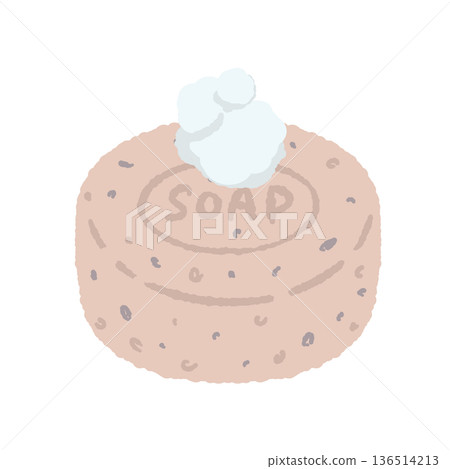 Illustration of foaming pink soap Floral scent image material 136514213