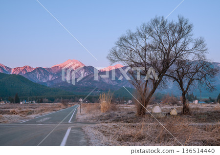 Jonen Dosojin and the Morgenrot of Mount Jonen [Azumino City] 136514440
