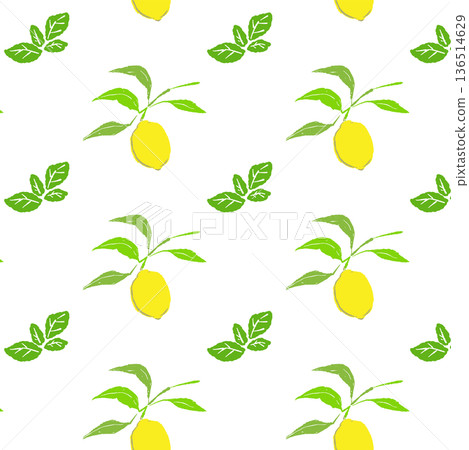Lemon and mint pattern background illustration with a botanical feel Lemon and mint pattern background illustration with a botanical feel 136514629