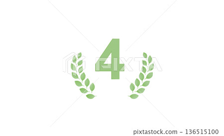 [Transparent Background] 3D Laurel Wreath [Green] [Number 4] Ranking Material 4K 136515100