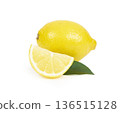 Lemon fruit with slice isolated on white background. 136515128