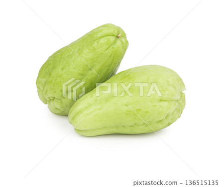fresh Chayote vegetable isolated on white background fresh Chayote vegetable isolated on white background 136515135