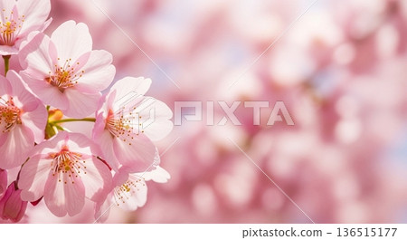 Cherry blossom close-up spring background material Cherry blossom close-up spring background material 136515177