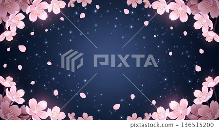 夢幻般的夜空和櫻花背景 夢幻般的夜空和櫻花背景 136515200