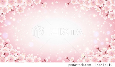 Cherry blossom frame and spring background material 136515210