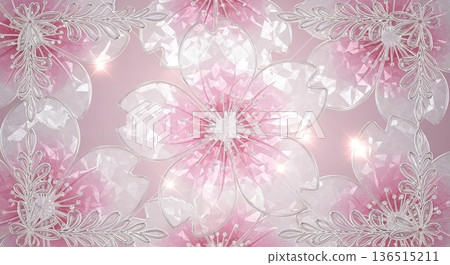 水晶風格櫻花裝飾背景材料 水晶風格櫻花裝飾背景材料 136515211