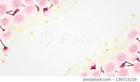 Japanese-style background template material with gold leaf and cherry blossoms Japanese-style background template material with gold leaf and cherry blossoms 136515216