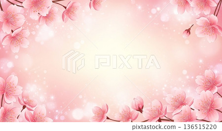 Spring background material illustration surrounded by cherry blossoms Spring background material illustration surrounded by cherry blossoms 136515220